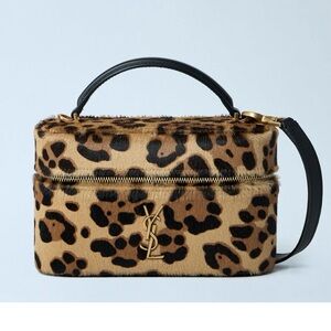 SAINT LAURENT monogram vanity leopard crossbody bag